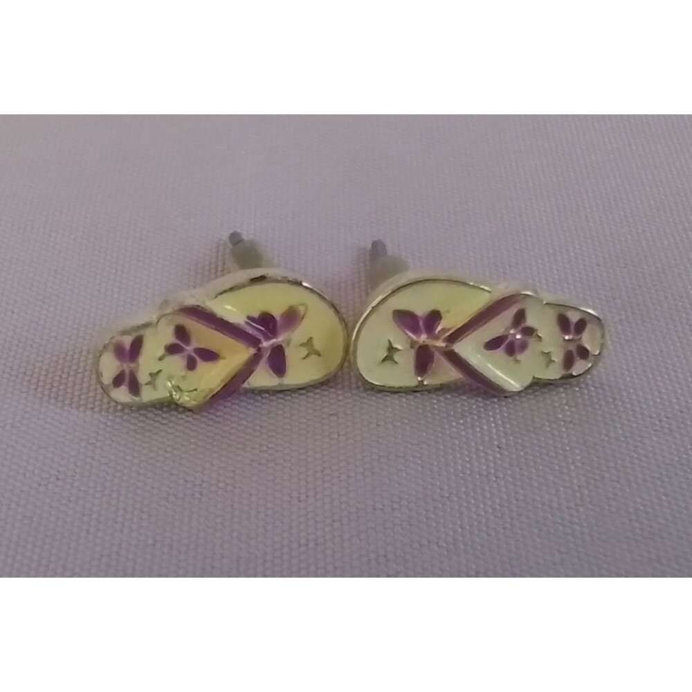 Vintage Enamel Butterfly Flip-Flop Stud Earrings